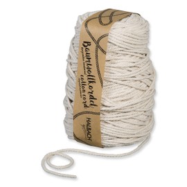Halbach Silk Ribbons Recycled Cotton Cord Width 5 mm Length 80 m Sustainable Cotton Yarn for Macrame or DIY Crafts Colour: Natural