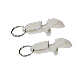 Beer Shotgun tool bottle opener keychain - 2 pack - White - beer shotgunning tool - great for parties, party favors, gift, drinking accessories