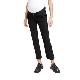 DL1961 Women's Patti Straight Maternity Ankle Jeans, Black, 23