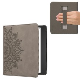 kwmobile Flip Case Compatible with Pocketbook Era/Era Colour - Faux Leather Case for eReader - with Hand Strap - Rising Sun Grey