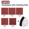 Mouse Detail Sander Sandpaper 100PCS with 2 Pack Sanding Pads,