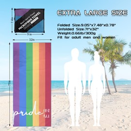 MEQUER Microfibre Beach Towel,71"x32" Large Beach Towels For Adults,Lightweight Quick Dry Sand Free Compact Beach towel Swimming Towel for Travel, Beach, Pool, Camping (Rainbow)