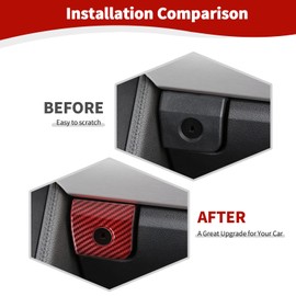 JOSHELA for Mustang Glove Box Handle Trim Cover Fit for Ford Mustang 2015-2023 Red Carbon Fiber Interior Accessories 1pcs