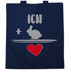 Shirtracer - Cotton Bag - Animals Guinea Pig Rabbit & Co. - Rabbit Love, 2 Navy Blue