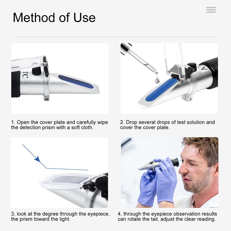 Handheld Alcohol Refractometer 0‑80% Antifreeze Tester for Spirit Alcohol Volume