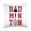 Retro Graphic Badminton Player Shuttlecock Player Sports Throw Pillow