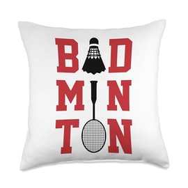 Retro Graphic Badminton Player Shuttlecock Player Sports Throw Pillow