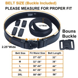 TAFTACFR Duty Belt for Law Enforcement Utility Security Military Police 2.25" Tactical Patrol Belt Set, Black Plain, X-Large