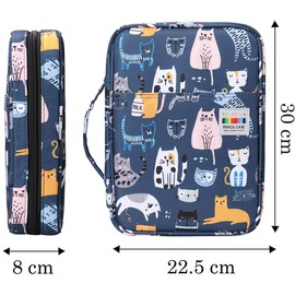 JAKAGO Große Federmäppchen XXL mit 220 Schlitze Stifte Aufbewahrung, Wasserdichtes Stiftetasche für Aquarellstifte & Marker & Gelstifte,Geschenk für Studenten Künstler-Sport cat