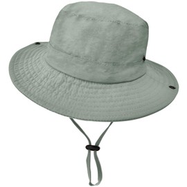 Outdoor Kids Sun Hat UPF 50+ Quick Dry Foldable Bucket Hat Lightweight Adjustable Fishing Safari Hat for Girls and Boys Green Gray