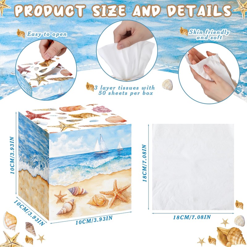 Fourluoo 12 Pack Summer Facial Tissues Cube Face Boxes 600