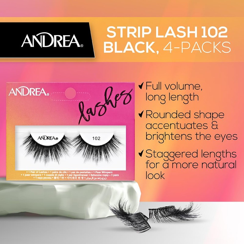 Andrea Strip Lash 102 Black, 4 packs