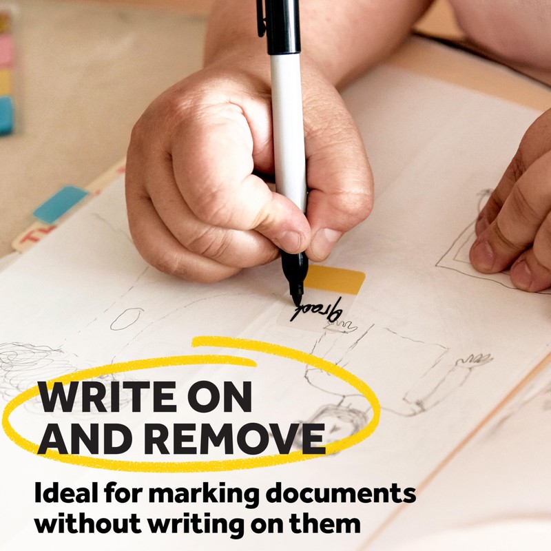 Post-it Tabs, .625 in Solid, Aqua, Lime, Yellow, Red, 10/Color,