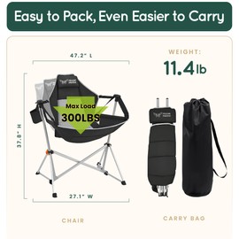 Moose Medoz Hammock Camping Chair – Folding Swing Chair with Headrest & Cup Holder, 300 lbs Support, Breathable Mesh, Portable & Lightweight for Outdoor, Camping, Fishing, Patio & Travel