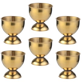 Cabilock 6pcs Egg Cup Egg Tray Stainless Steel Boiled Egg Cups Holder Stand Serving Cup for Egg Dishwasher Safe Gold