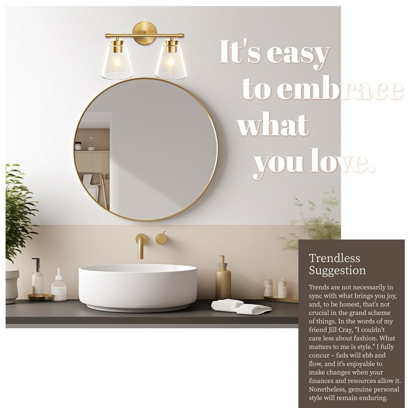 Hamilyeah Bathroom Vanity Light Fixtures Over Mirror, 2 Light Wall