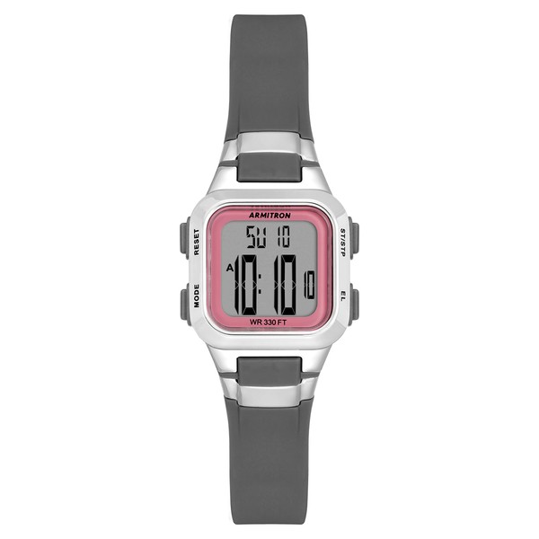 Armitron Sport Women's Digital Chronograph Resin Strap Watch, 45/7139, Grey