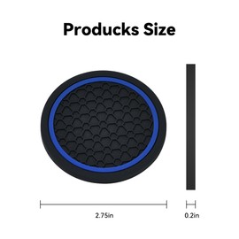 Honibaoto 4PCS Car Cup Holder Coasters, 2.75 Inch Non-Slip Insert Water Bottle Holder Pads, Dustproof Automotive Interior Accessories Mat, Universal for Vehicles, Trucks, RVs (Blue)