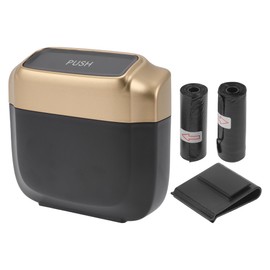 A ABSOPRO Car Trash Can Hanging 6.3" Length 2.4" Width 5.9" Height Trash Bin Plastic Gold Tone 1 Set