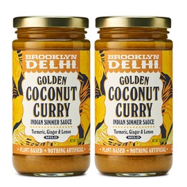 Brooklyn Delhi Golden Coconut Curry | Indian Simmer Sauce with Turmeric, Ginger, Lemon, & Coriander | Mild Enough for a Kid, Flavorful for a Foodie | Vegan, Nothing Artificial (Pack of 2)