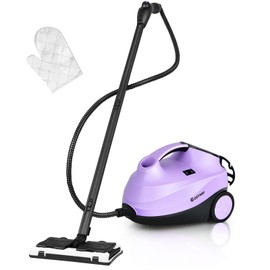 COSTWAY 2000W Multipurpose Steam Cleaner with 19 Accessories, Household Steamer w/ 1.5L Tank for Cleaning, Heavy Duty Rolling Cleaning Machine for Carpet, Floors, Windows and Cars (Purple)