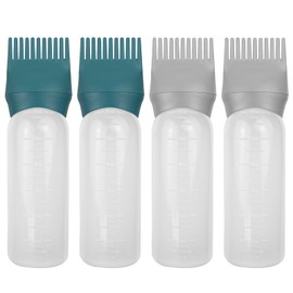 FZWONVUC 4 Pack Root Comb Applicator Bottle, Hair Oil Comb Applicator for Hair Dye, Shampoos, Salons (Grey+Green)