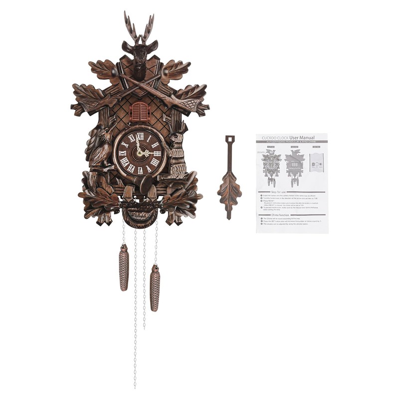 Kllkmmws Antique Cuckoo Clock, Traditional Handcrafted Black Forest Wooden Wall