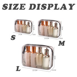 BDSHUNBF Pack of 3 Transparent Toiletry Bags, Women's Large Cosmetic Bag, Wash Bag, Travel Cosmetic Organiser, Premium Quality Makeup Bag, Toilet Bag for Men and Women (White), White, Universal