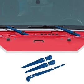 JeCar Windshield Wiper Blades Trim Decoration Cover for Jeep Wrangler JK JKU 2007-2017 Front & Rear Window Wiper Arm Blade Kit Accessories (Blue)