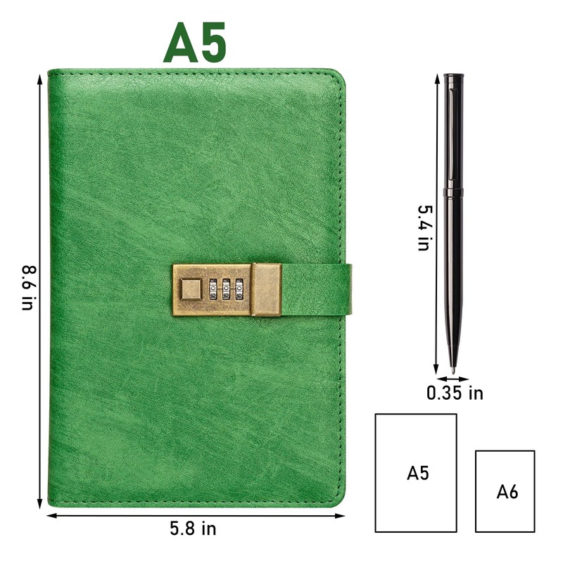 WEMATE Diary with Lock, A5 Journal with Lock 240 Pages,