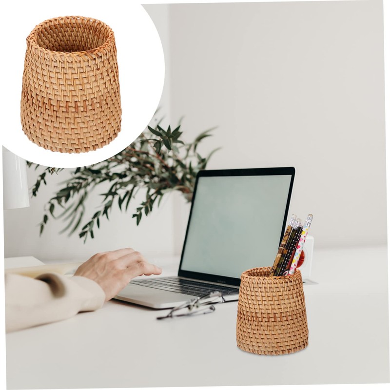 DOITOOL 1pc Hand Woven Storage Basket Desktop Sundries Organizer Compact