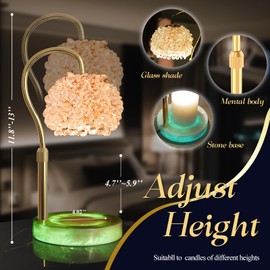 VXUNLIOR Luxury Smart Touch Candle Warmer Lamp with Crystal Gemstone Shade & Color-Changing Premium Base - Adjustable LED Wax Melt Warmer for Home Decor