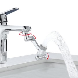 1080° Swivel Faucet Extender, 2 Sprayer Modes, Universal 360° Swivel Multifunctional Aerator, Sink Water Faucet Extension Filter, Kitchen Bathroom, Robotic Arm in Brass.