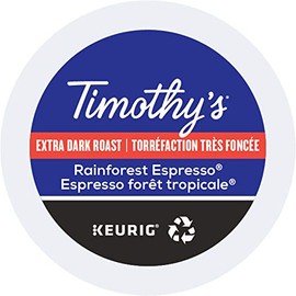Timothy's, Rainforest Espresso, Single-Serve Keurig K-Cup Pods, Dark Roast Coffee, 96 Count (4 Boxes of 24 Pods)
