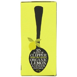 Clipper Organic Lemon and Ginger 25 Teabags (Pack of 3, Total 75 Teabags)