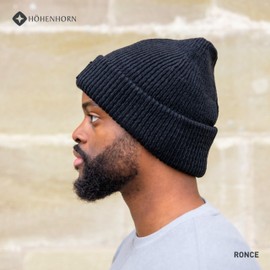 Höhenhorn Knitted Beanie, Unisex Men's Women's Winter Hat, Knitted Hat - Beanie Black