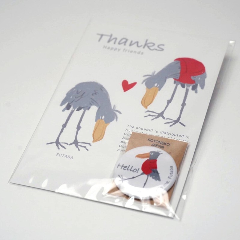 Shabileroukou Shishibirukou Goods, Can Badge with Postcard, Made in Japan,