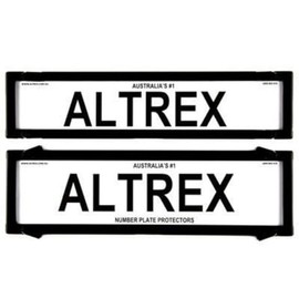 Altrex Number Plate Protectors Premium Black No Line Silver Border 6NLPS