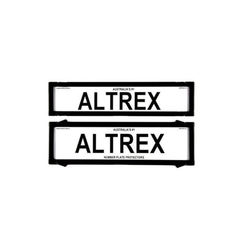 Altrex Number Plate Protectors Premium Black No Line Silver Border