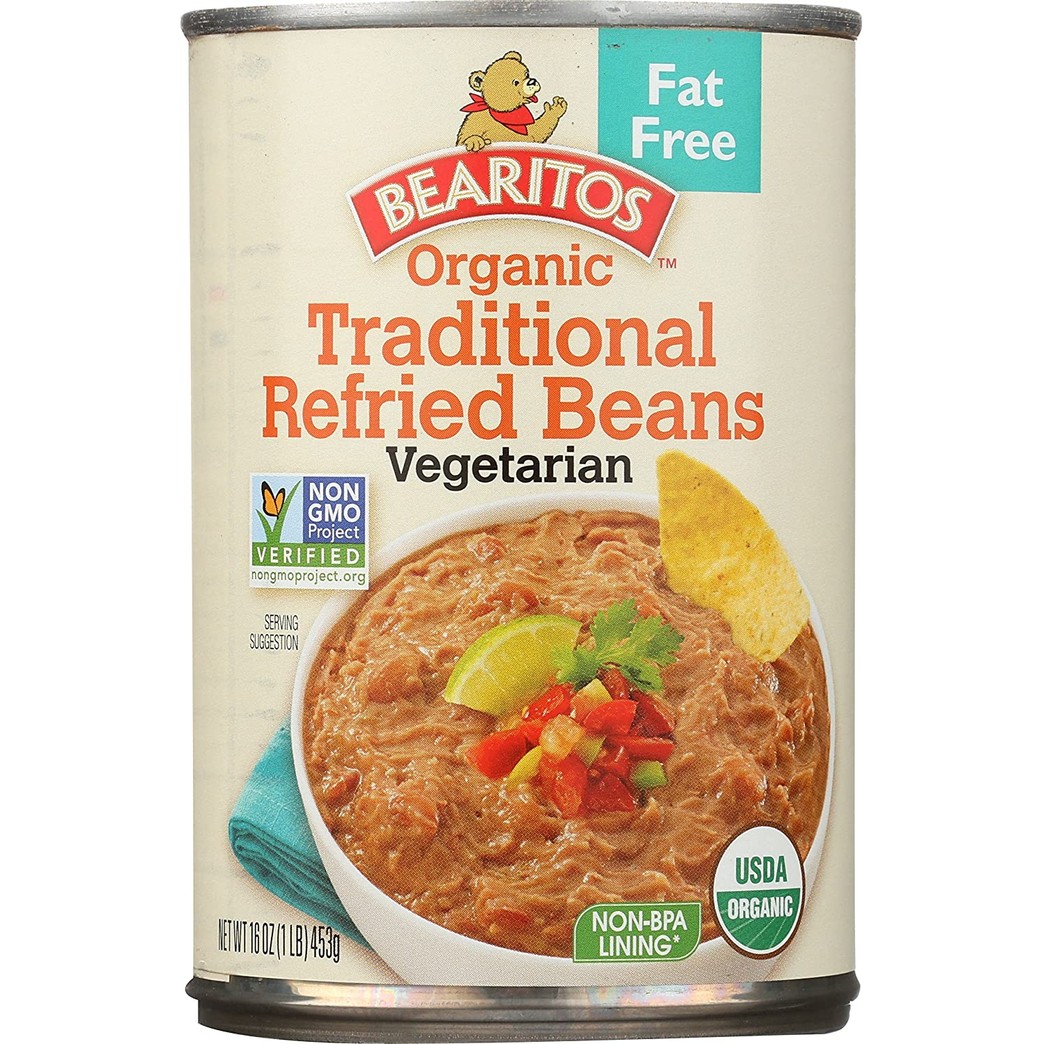 Bearitos Organic Fat-Free Refried Beans, 1 Pound (Pack of 12)