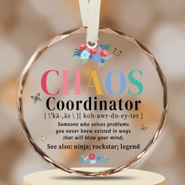 Vorruil Chaos Coordinator Christmas Ornament, Thank You Gifts for Women, Boss Gifts, Appreciation Gifts for Coworker, Funny Glass Round Christmas Ornament Gift