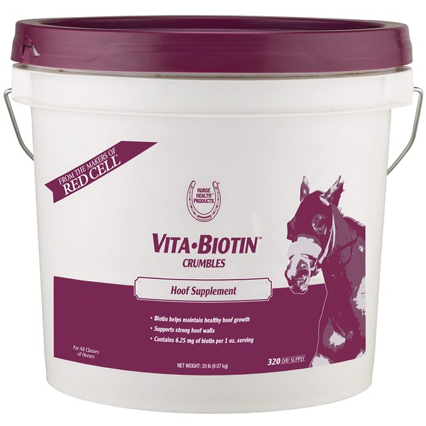 Horse Health Vita Biotin Crumbles horse hoof Supplement, Helps maintain healthy, sound hooves and strong hoof walls, 20 lbs., 320 day supply