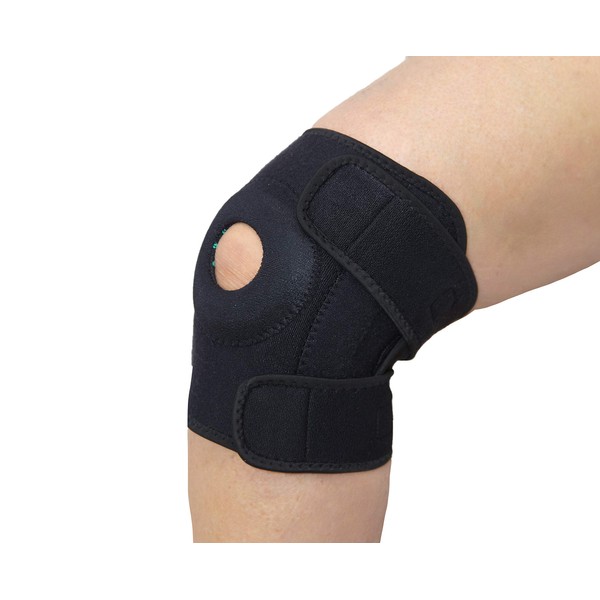 Bio-Knee Support Brace- Adjustable Fit for Left or Right Knee, Open Patella Compression Sleeve for Pain, Sprains, Strains, Sports Injury, Surgery