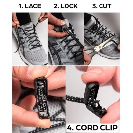 Lock Laces Reflective Elastic Shoe Laces No Tie Lock Shoelaces for Adults Kids Unisex - 2 PK Purple (1 pack ea bag)