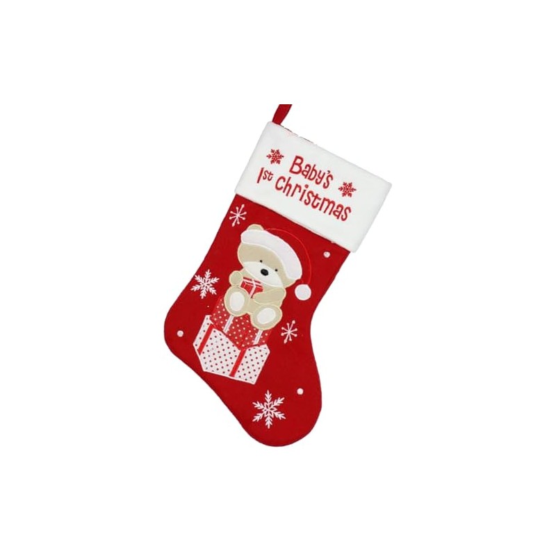 Widdle Gifts Baby's 1st Christmas Keepsake Stocking with Embroidered Teddy