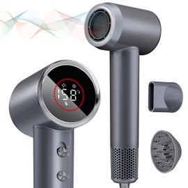 Hair Dryer, 160000 RPM Professional High Speed Ionic Blow Dryer 200 Million Negative Ions & Heat-Control & Low Noise Hairdryer with Magnetic Diffuser for Faster Drying All Hair Types, No Heat Damage