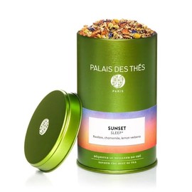 Palais des Thés - Sunset Sleep Tea - Organic Herbal Blend with Chamomile, Lemon Verbena, and Green Rooibos - Caffeine-Free Relaxing Bedtime Tea - 3.5 oz Loose Leaf Metal Gift Tin