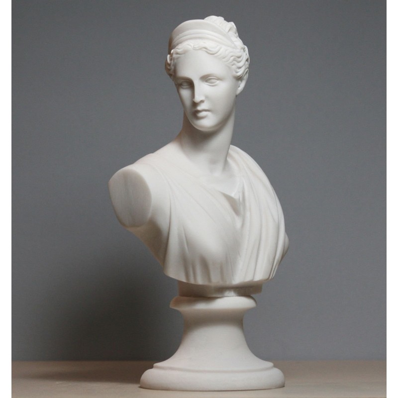greekartshop Greco-Roman Goddess Artemis Diana Bust Head Cast Marble Statue