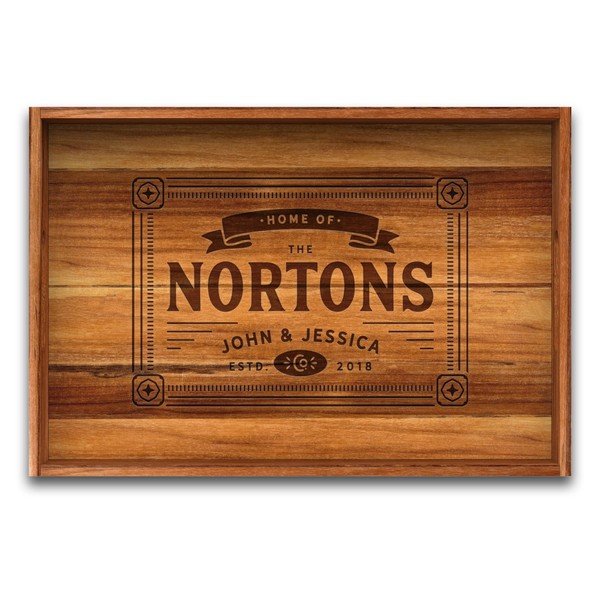 Serving Tray, Teak, Custom Serving Tray, Tray with Handles, Engraved,