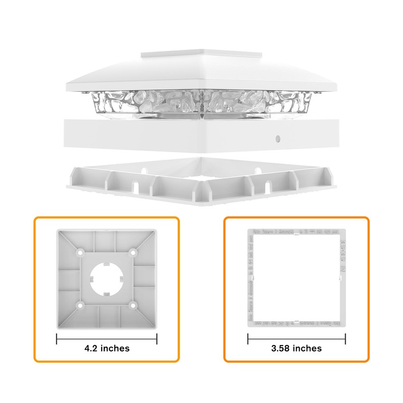 Solar Post Cap Lights Outdoor 6pack, White Waterproof Solar Powered